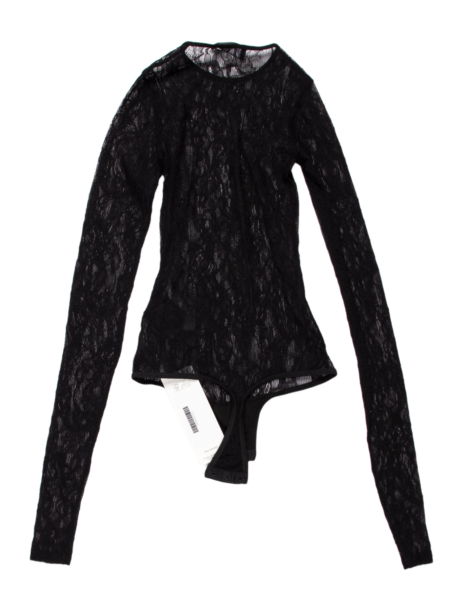 WARDROBE.NYC Lace Pattern Mock Neck Top