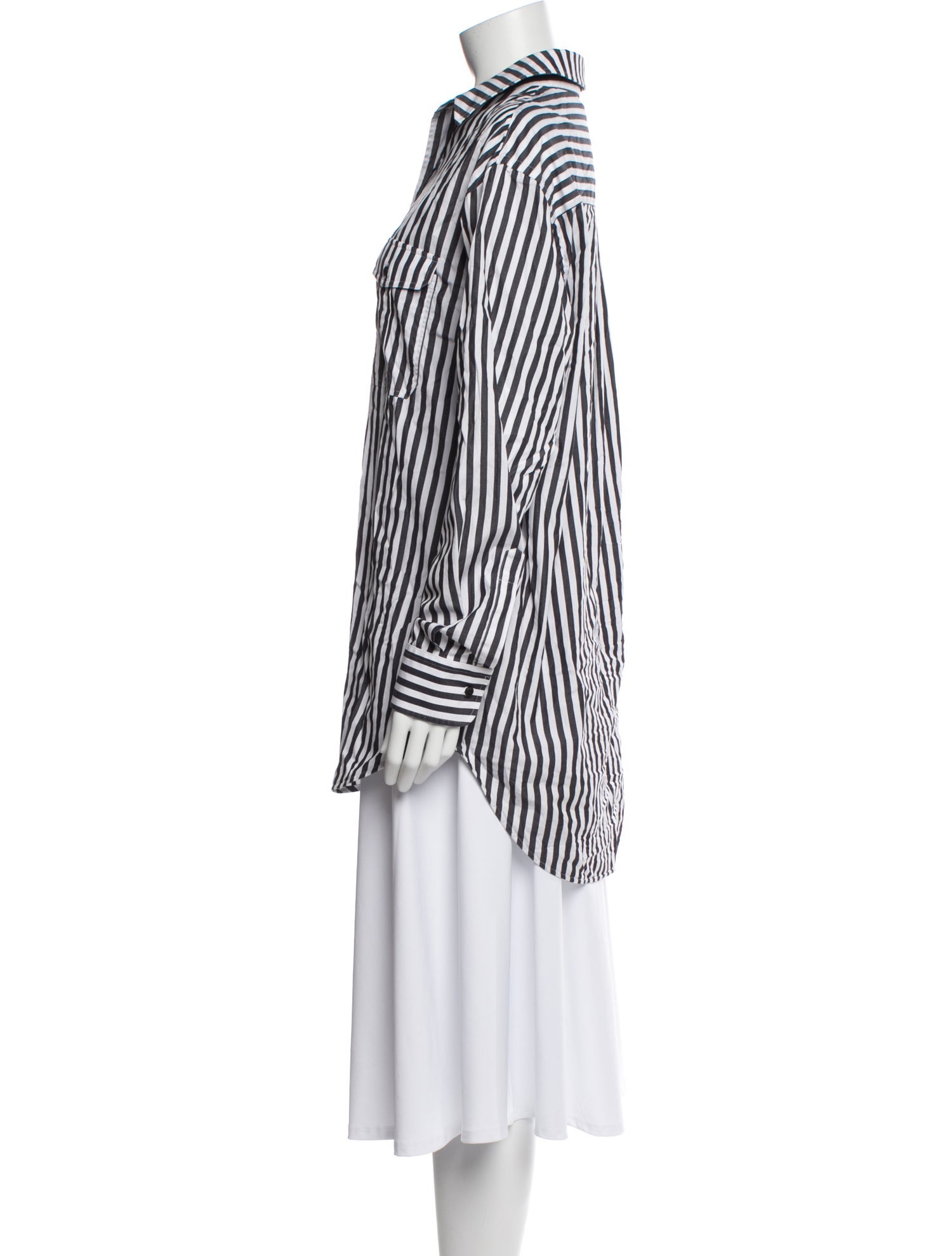 WARDROBE.NYC Striped Long Sleeve Button-Up Top