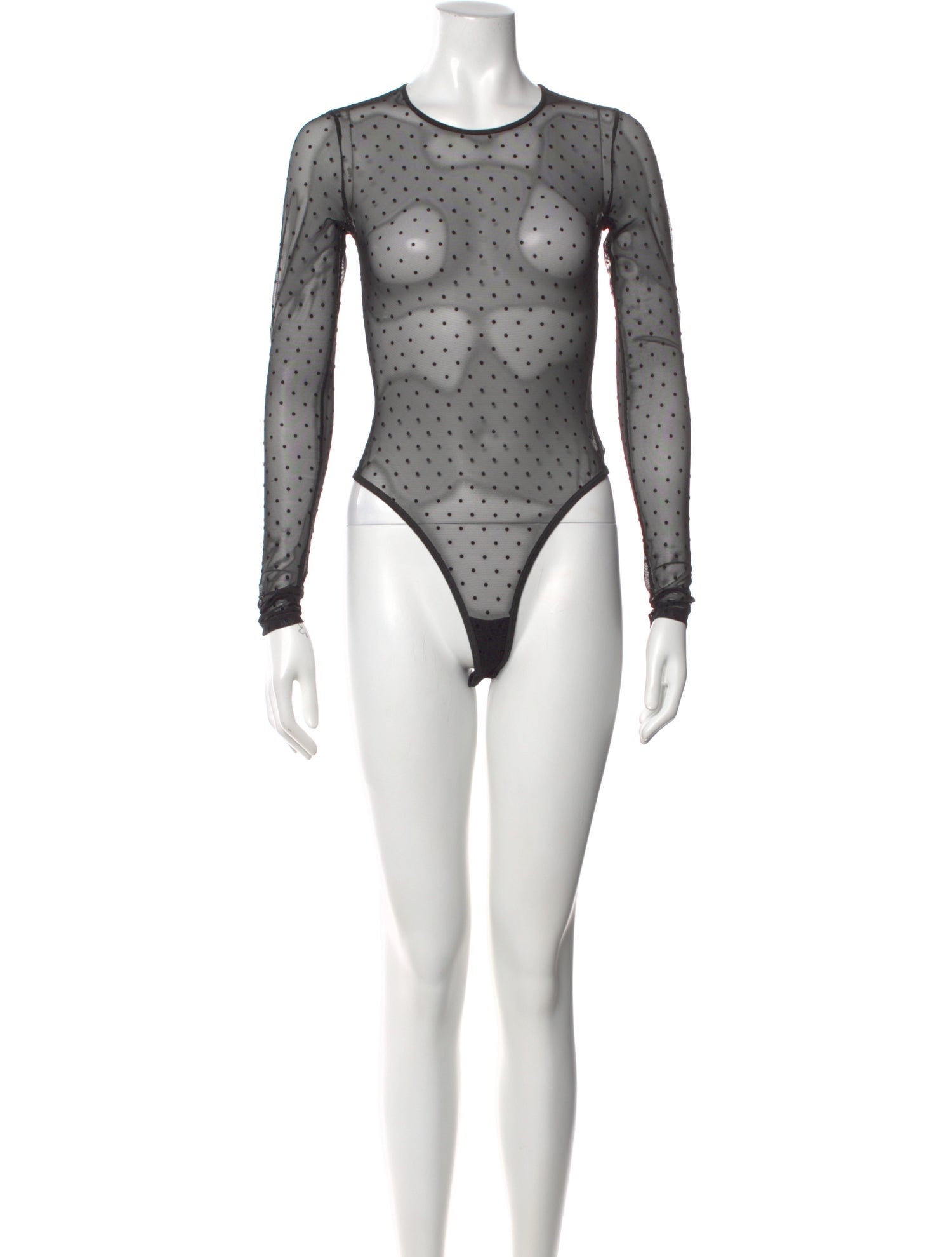 WARDROBE.NYC Polka Dot Print Crew Neck Bodysuit