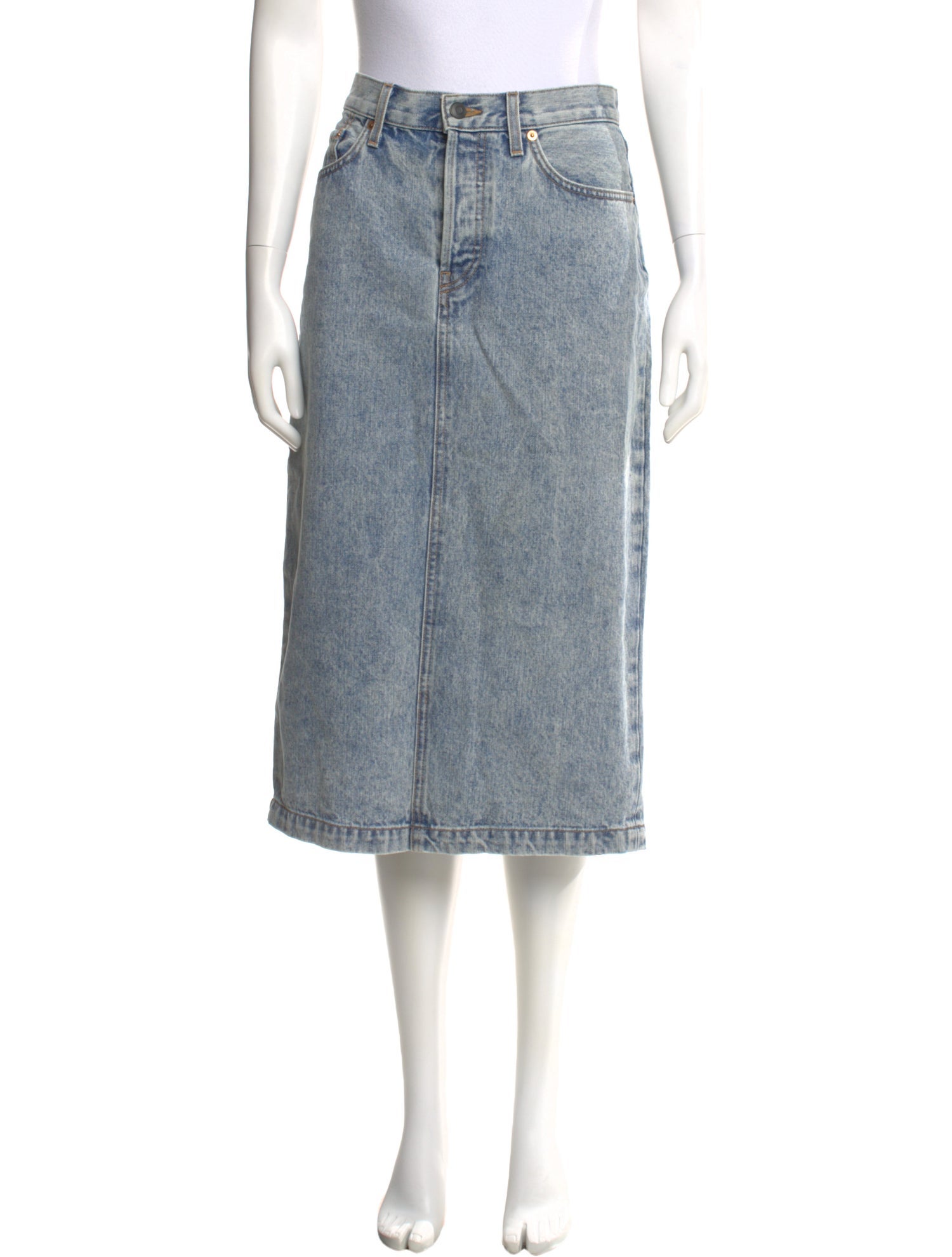 WARDROBE.NYC Distressed Accents Midi Length Skirt