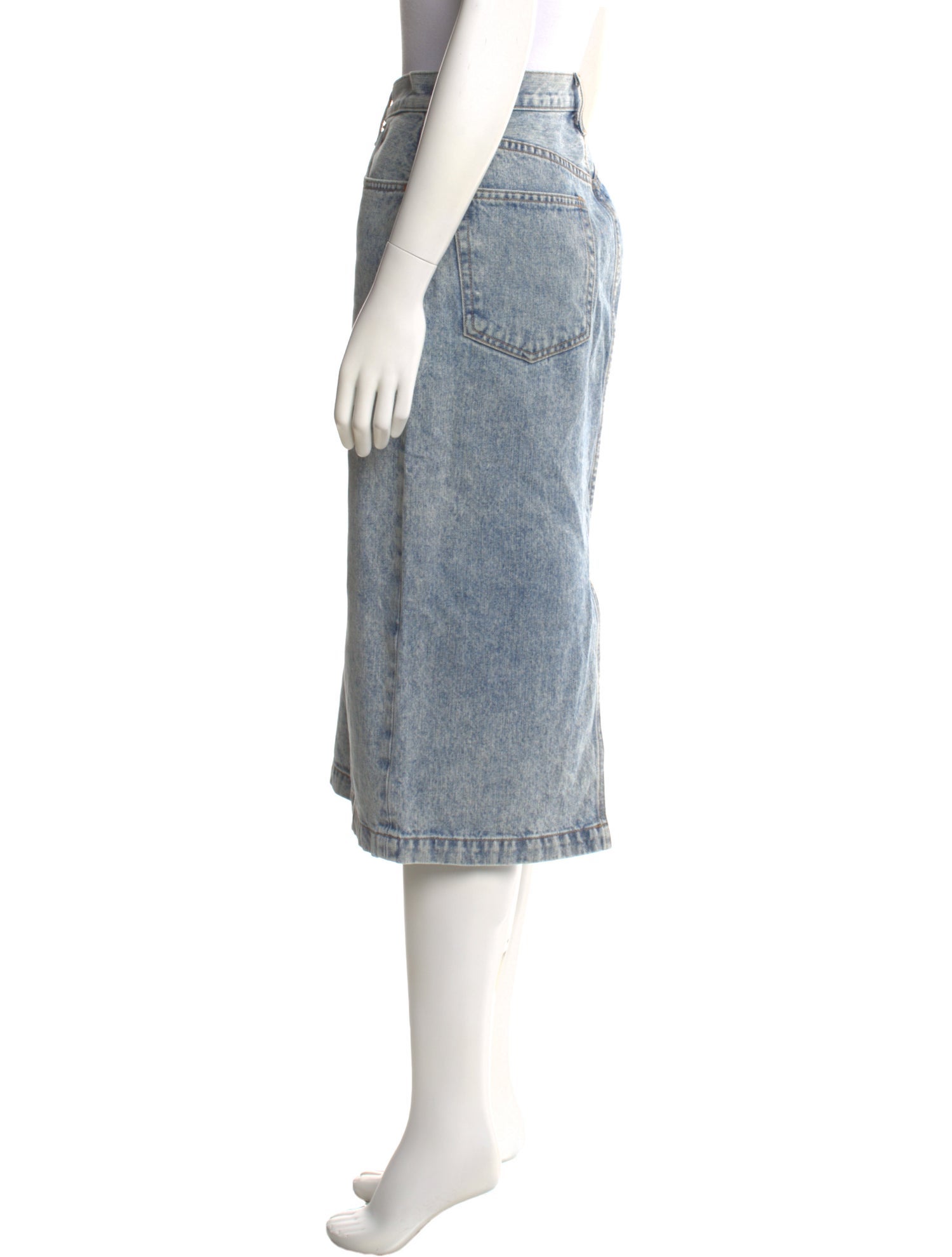 WARDROBE.NYC Distressed Accents Midi Length Skirt