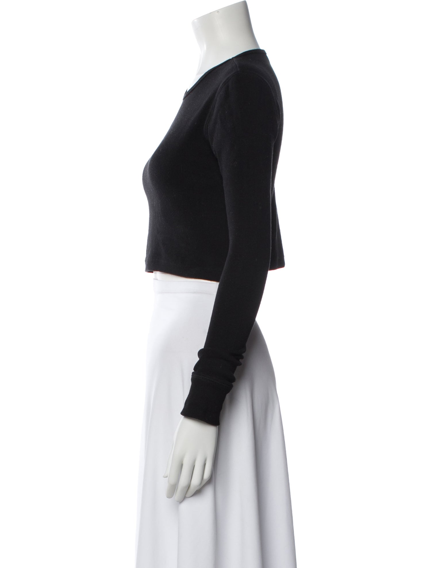 WARDROBE.NYC Crew Neck Long Sleeve Crop Top