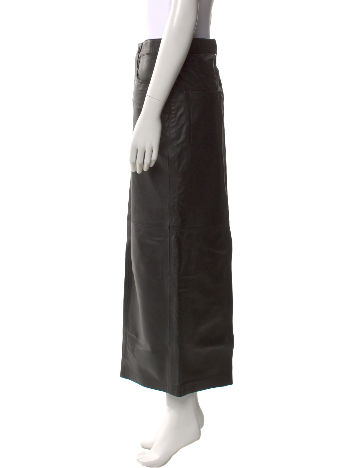 WARDROBE.NYC Lamb Leather Midi Length Skirt