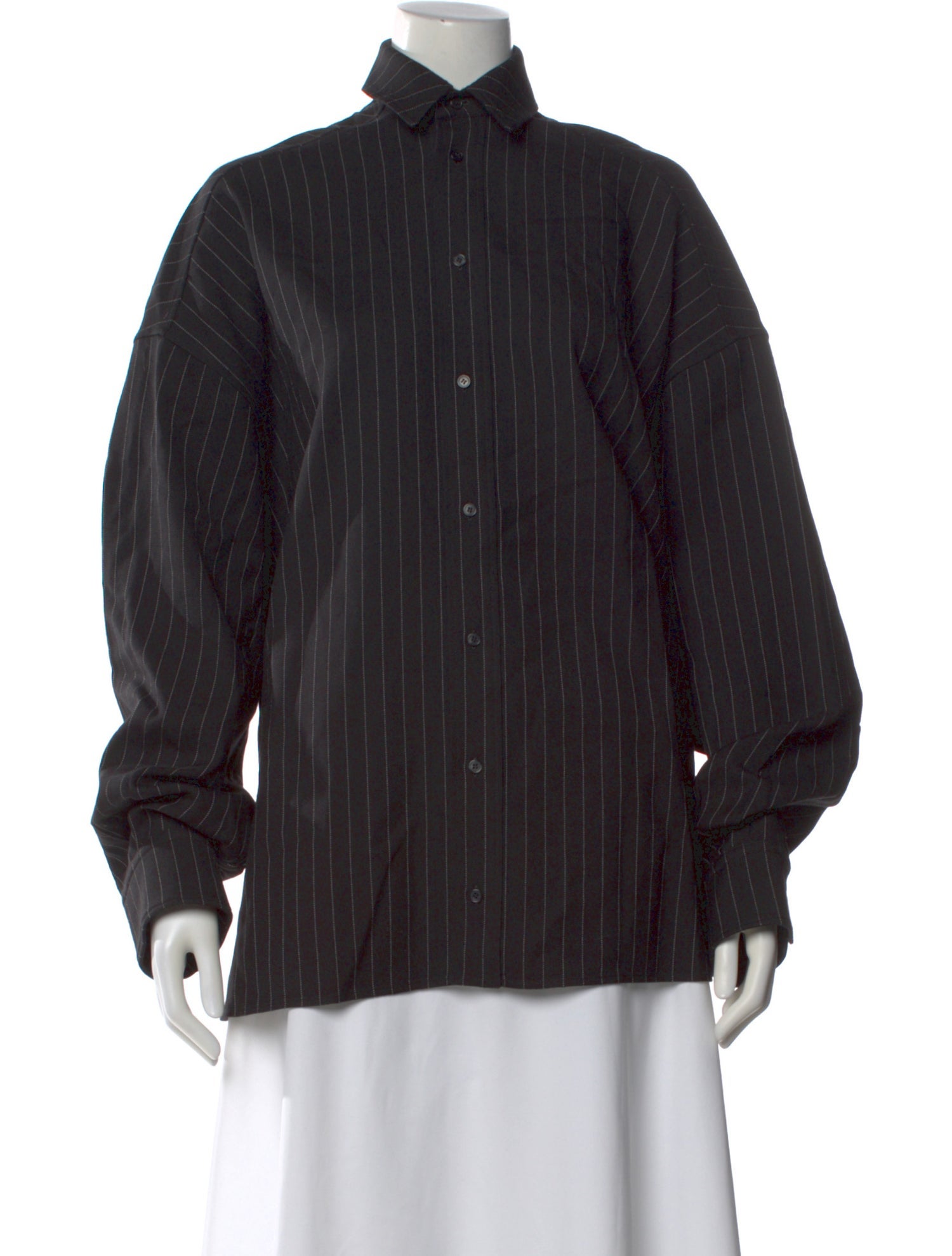 WARDROBE.NYC Wool Striped Button-Up Top