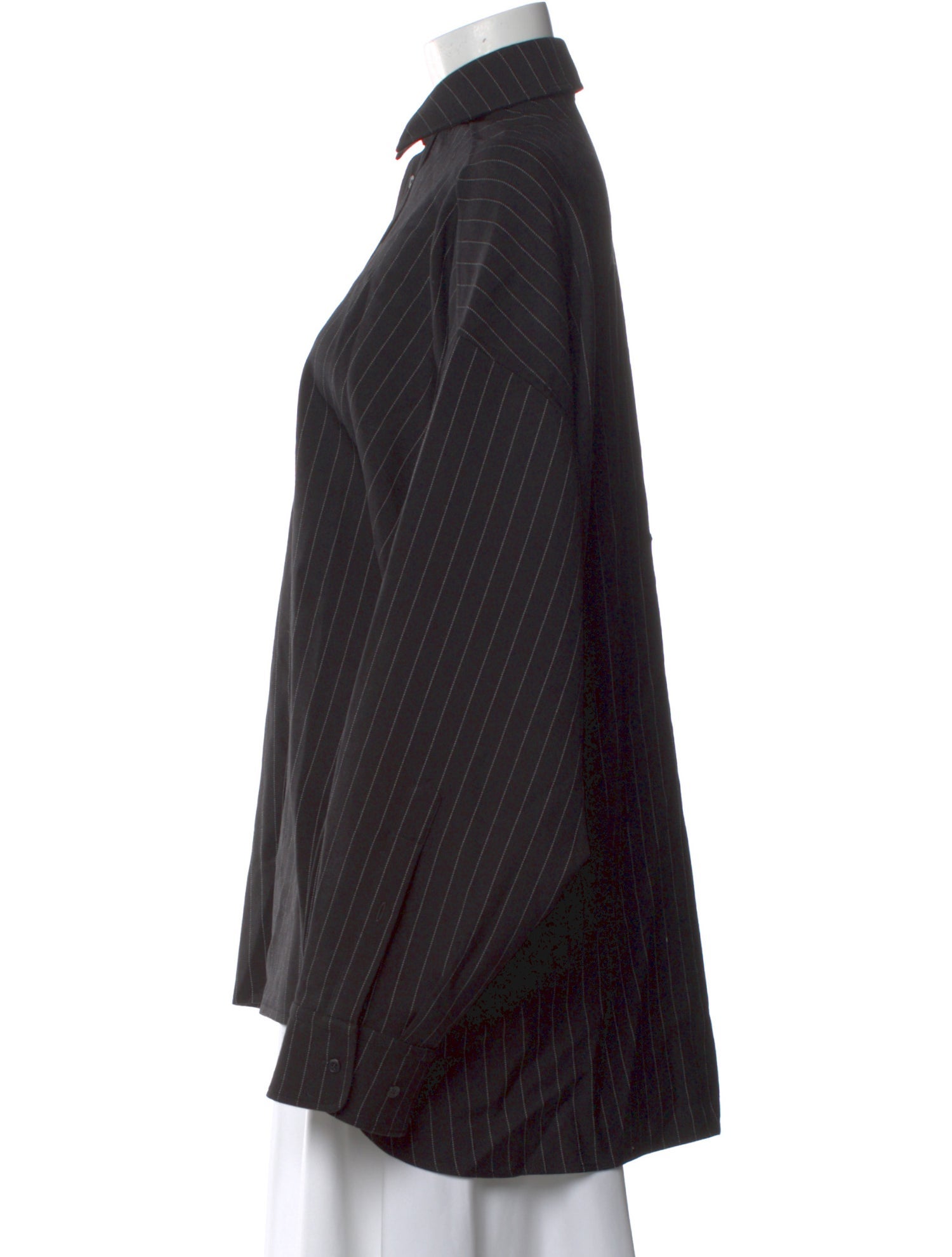 WARDROBE.NYC Wool Striped Button-Up Top