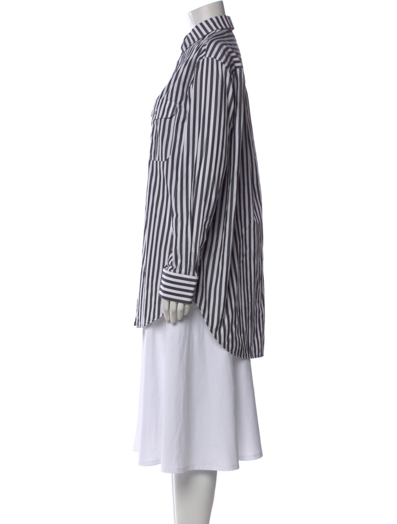 WARDROBE.NYC Striped Long Sleeve Button-Up Top
