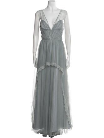 Watters V-Neck Long Dress