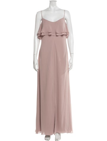 Pre-owned Watters Square Neckline Long Dress W/ Tags In Pink