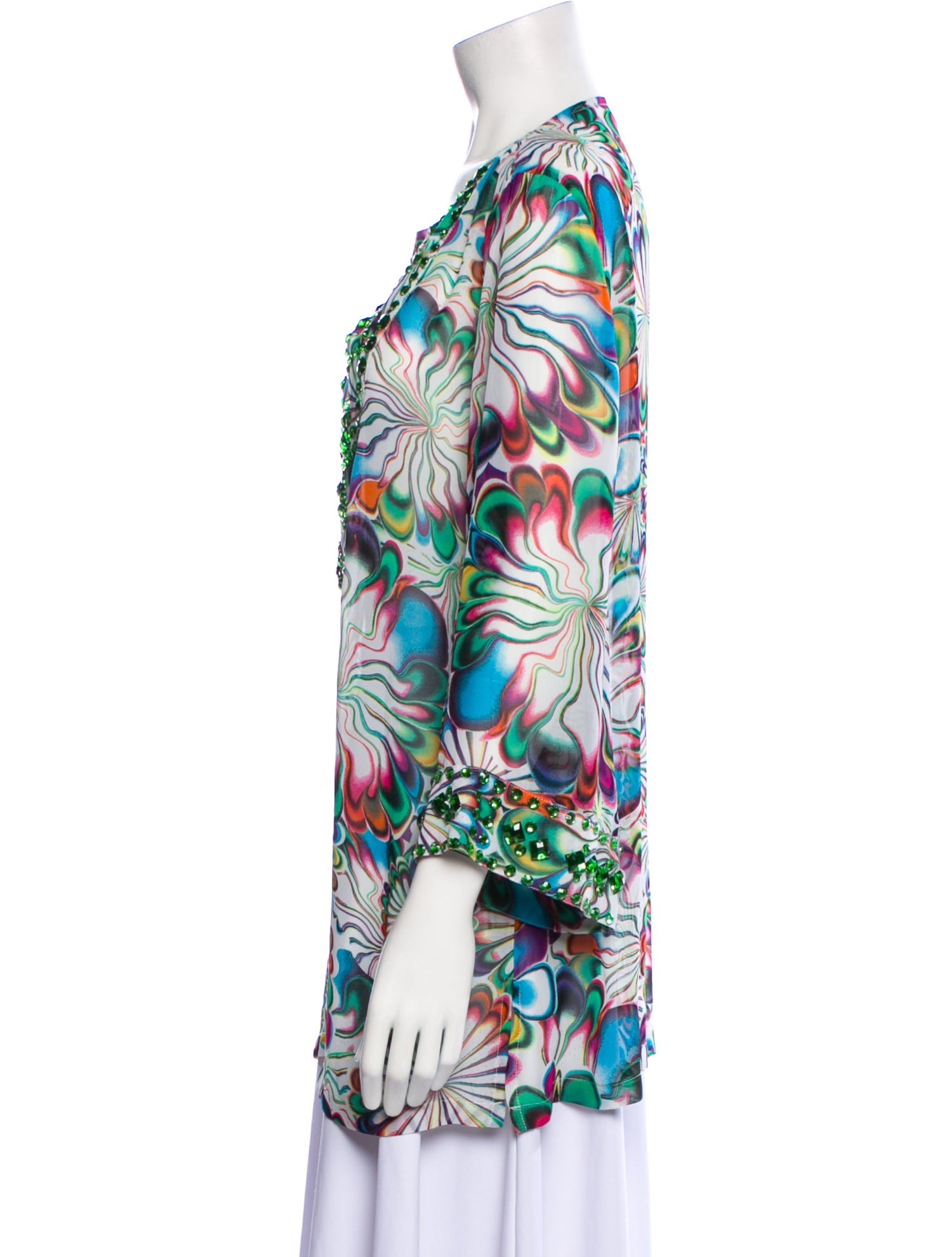 Azi Floral Print Plunge Neckline Tunic