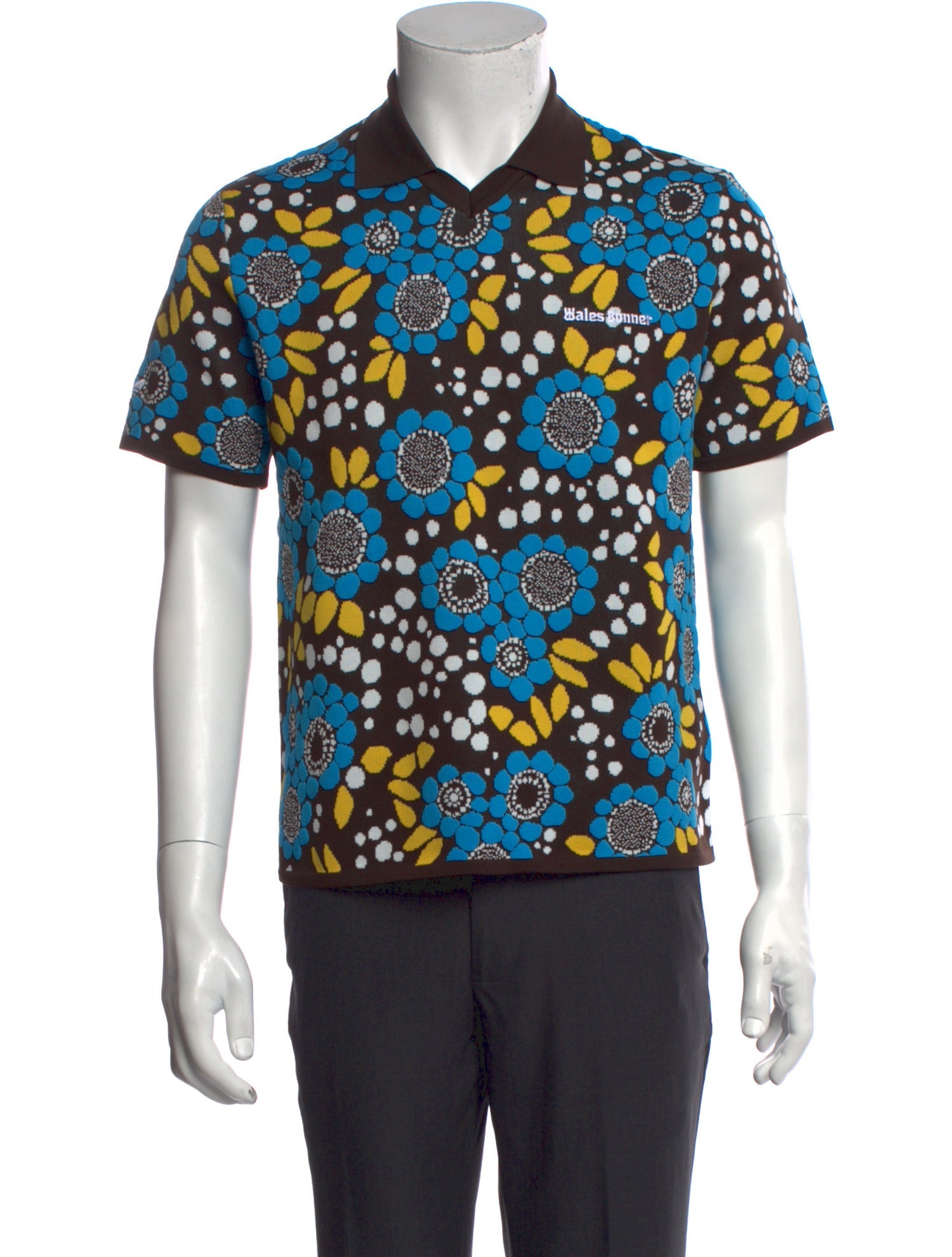 Wales Bonner x adidas Originals Floral Print Collar Polo Shirt w/ Tags