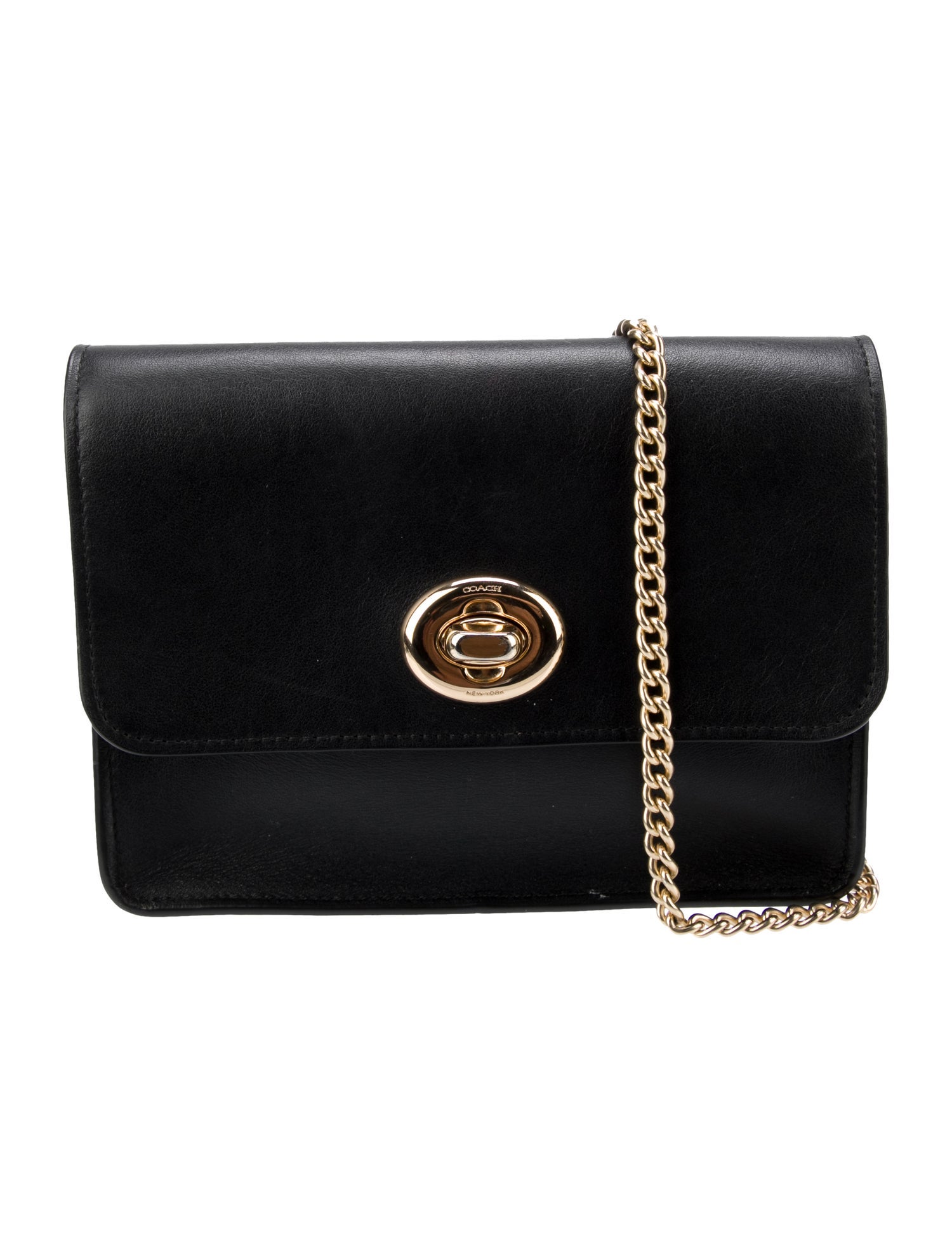 coach black crossbody with gold chain