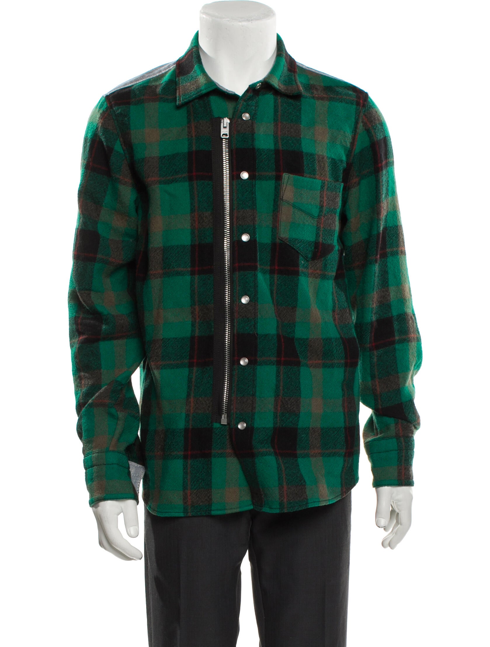 Coach 1941 Wool Plaid Print Denim Jacket