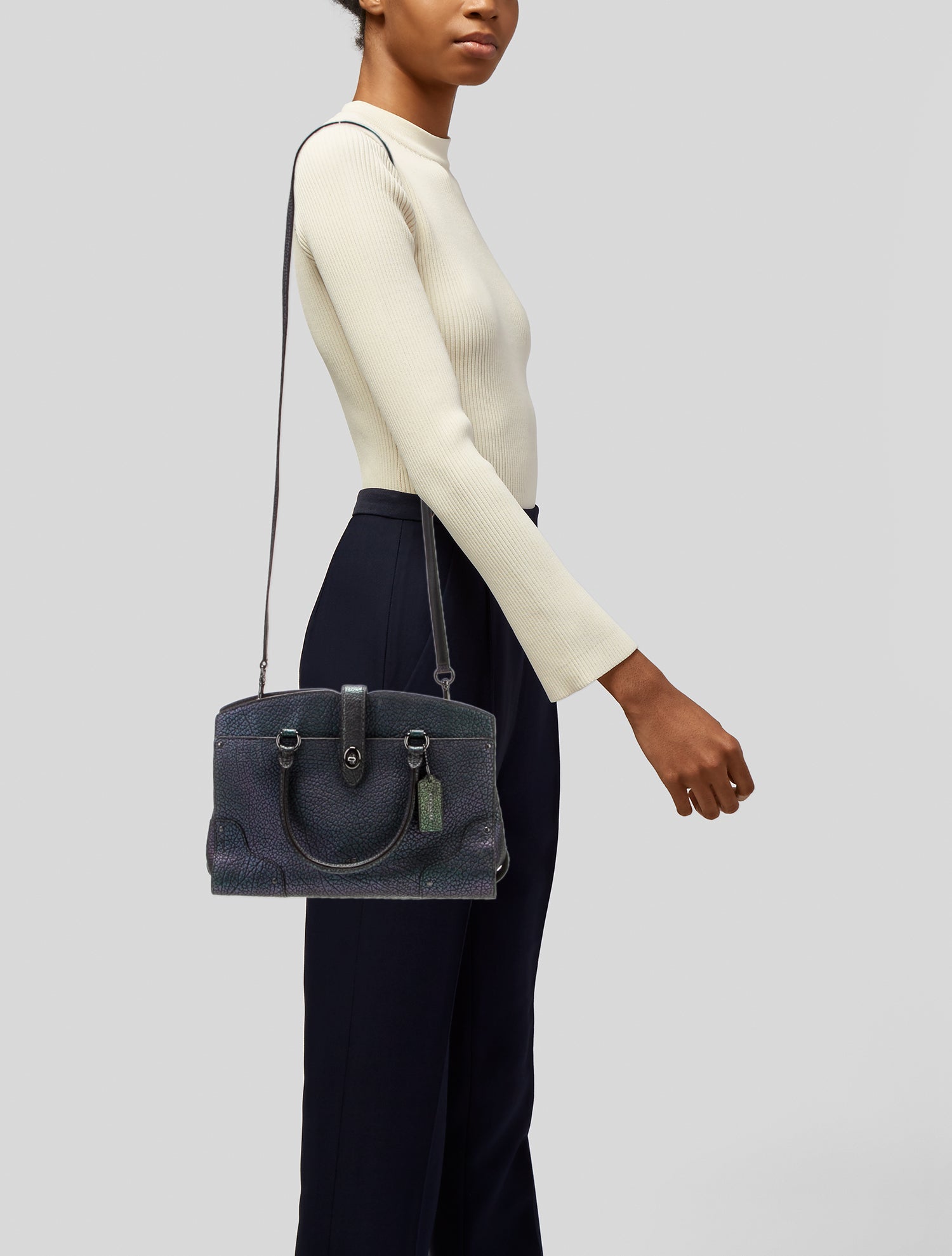 Coach Embossed Leather Top Handle Bag