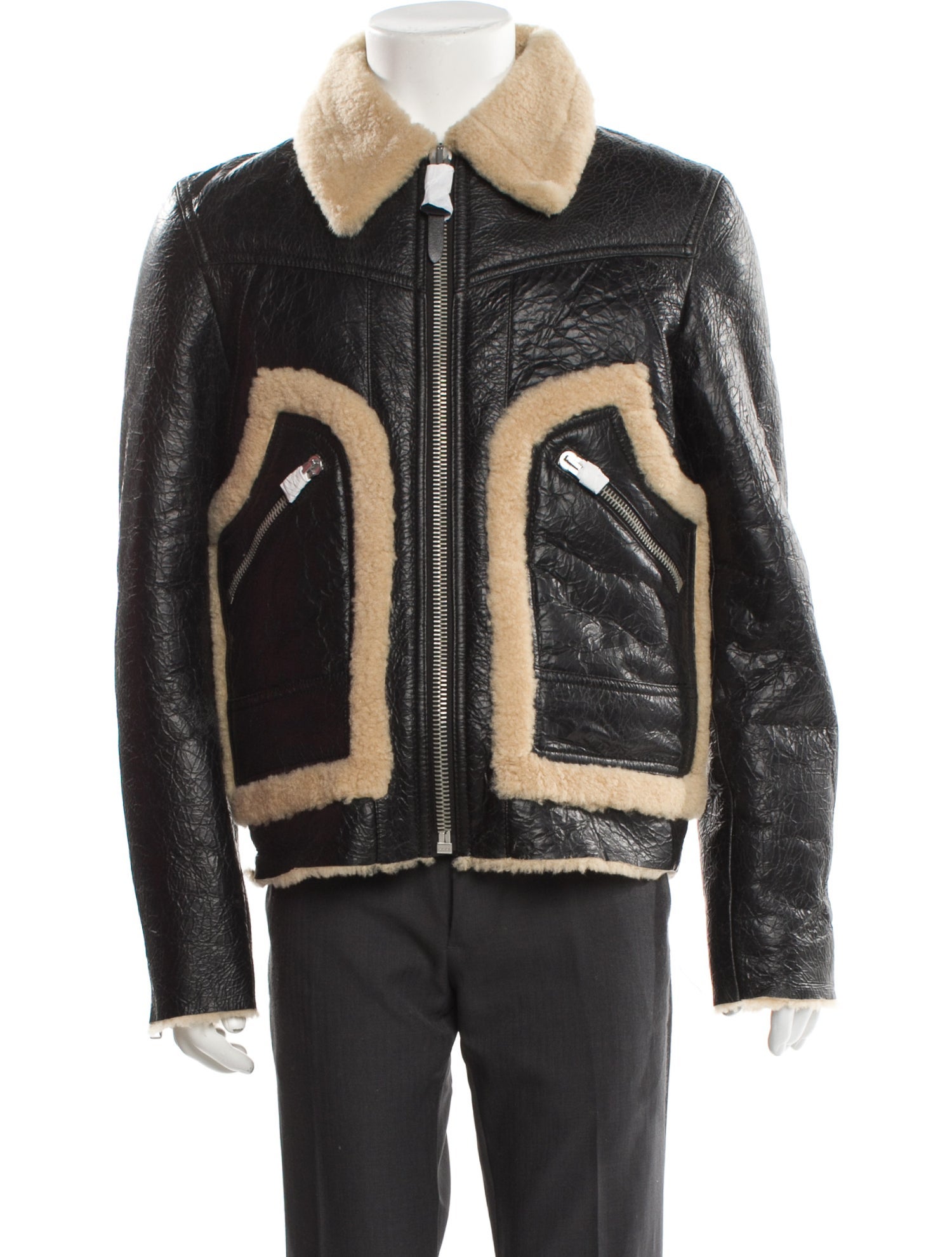 Coach 1941 Shearling Colorblock Pattern Moto Jacket w/ Tags