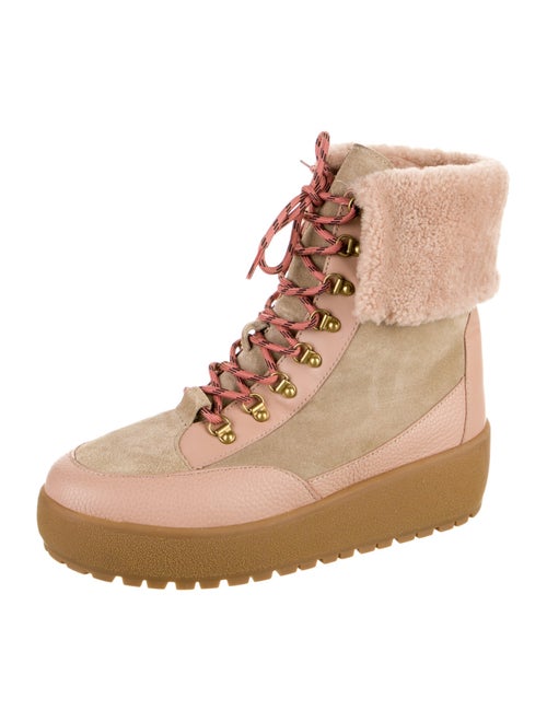 Coach 1941 Leather Colorblock Pattern Combat Boots