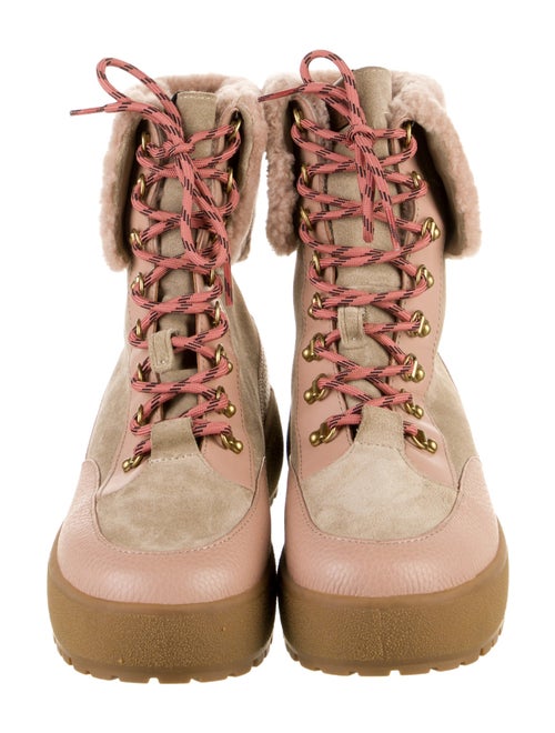 Coach 1941 Leather Colorblock Pattern Combat Boots