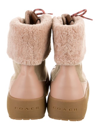 Coach 1941 Leather Colorblock Pattern Combat Boots