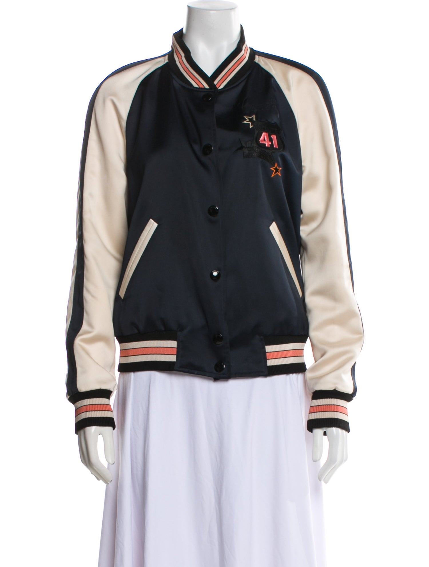 Coach 1941 Colorblock Pattern Bomber Jacket