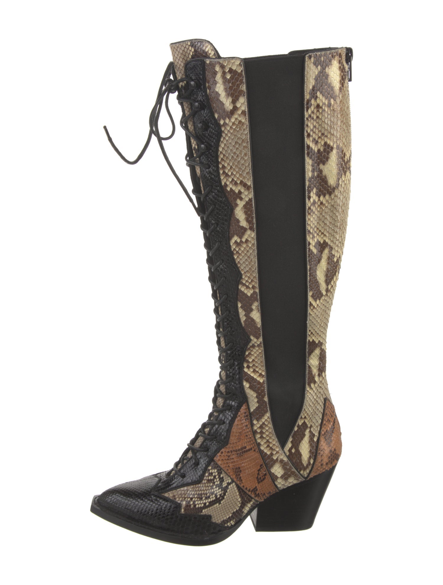 Coach 1941 Snakeskin Animal Print Lace-Up Boots