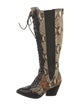 Coach 1941 Snakeskin Animal Print Lace-Up Boots
