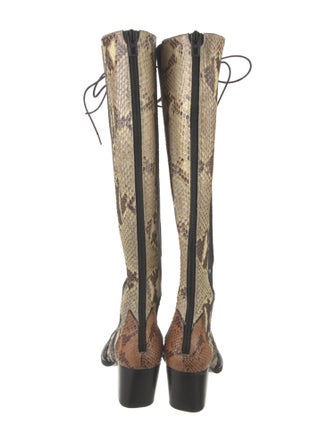 Coach 1941 Snakeskin Animal Print Lace-Up Boots