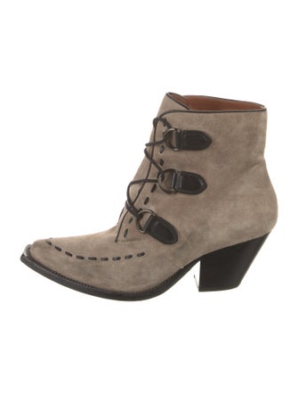 Coach 1941 Suede Animal Print Lace-Up Boots