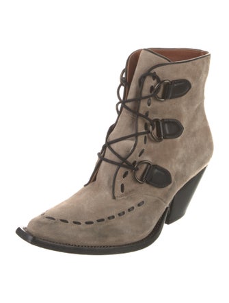 Coach 1941 Suede Animal Print Lace-Up Boots
