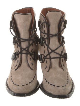 Coach 1941 Suede Animal Print Lace-Up Boots