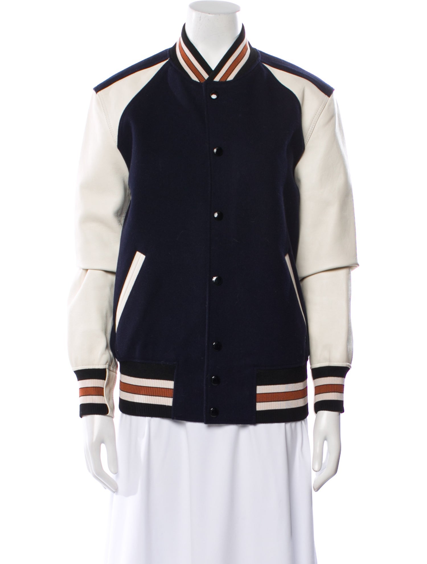 Coach 1941 Wool Colorblock Pattern Bomber Jacket