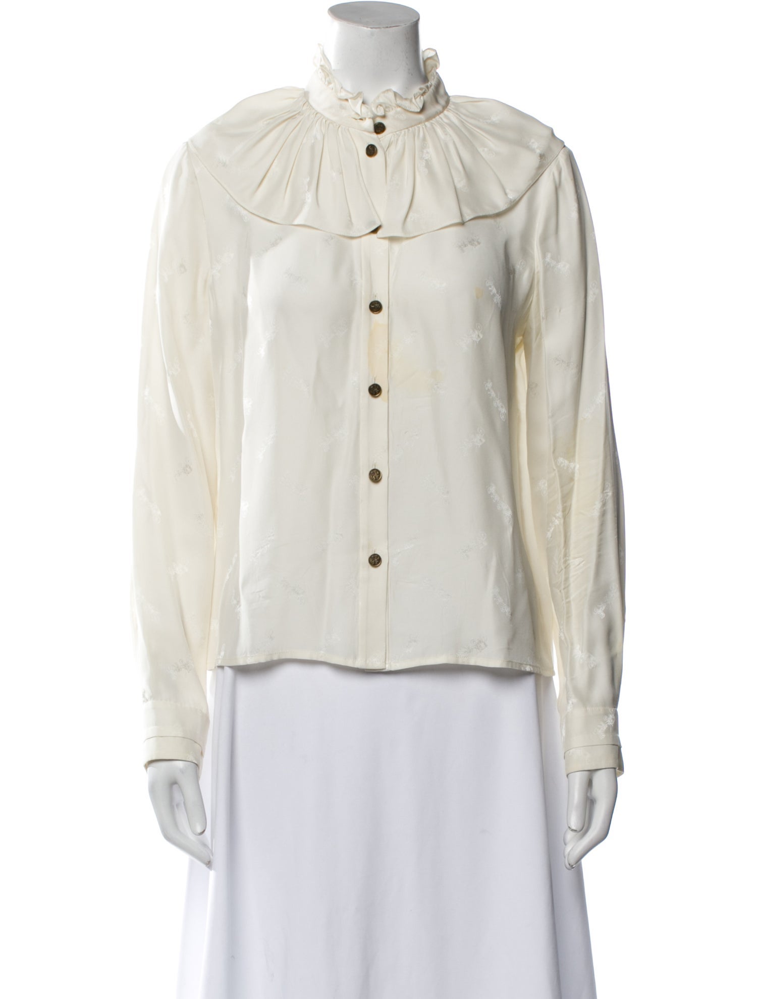 Coach 1941 Mock Neck Long Sleeve Button-Up Top