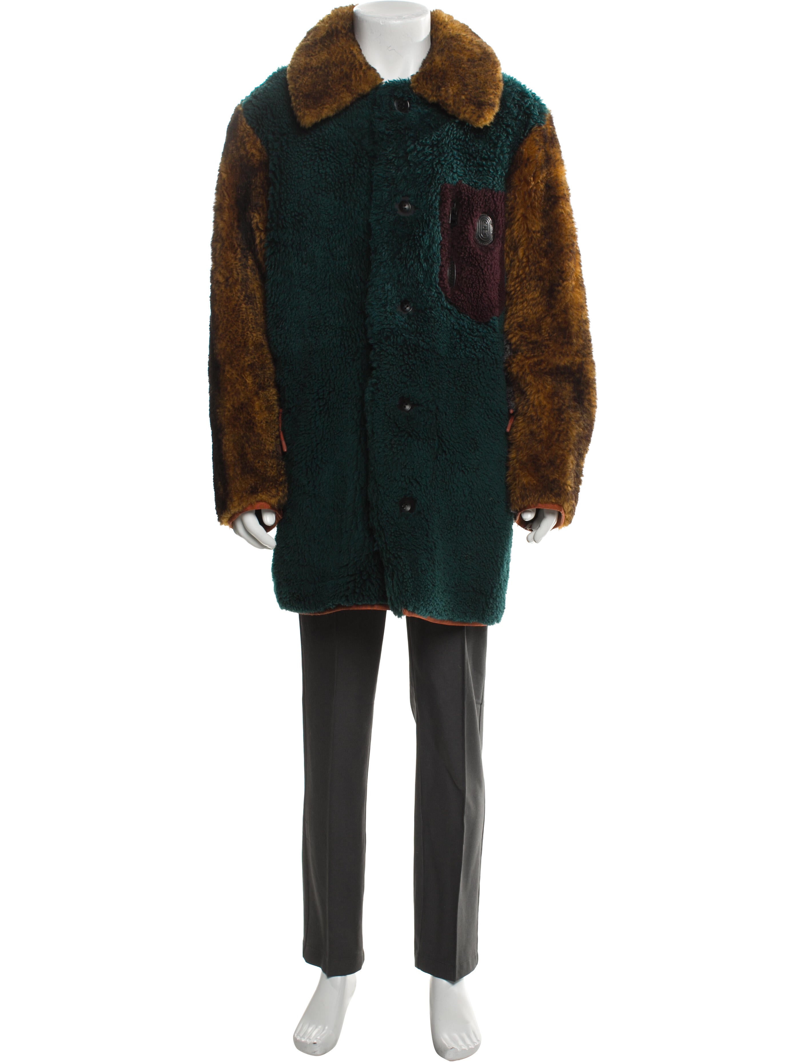 Coach 1941 Shearling Colorblock Pattern Parka