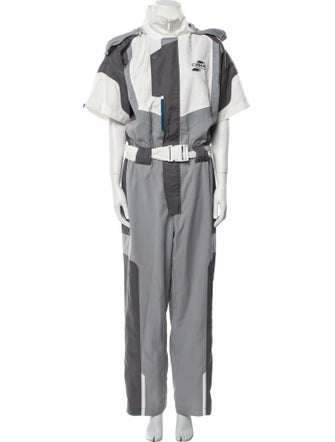 c2h4 Colorblock Pattern Turtleneck Jumpsuit