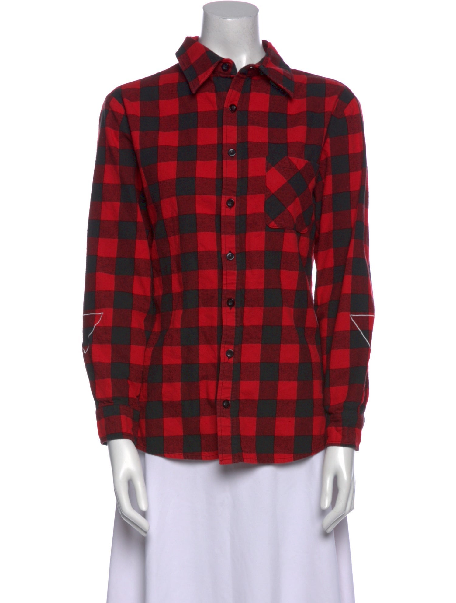 c2h4 Plaid Print Long Sleeve Button-Up Top