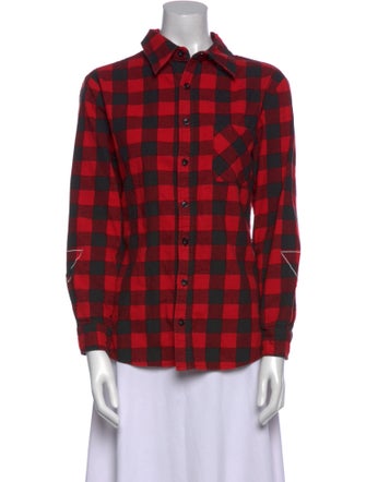 c2h4 Plaid Print Long Sleeve Button-Up Top