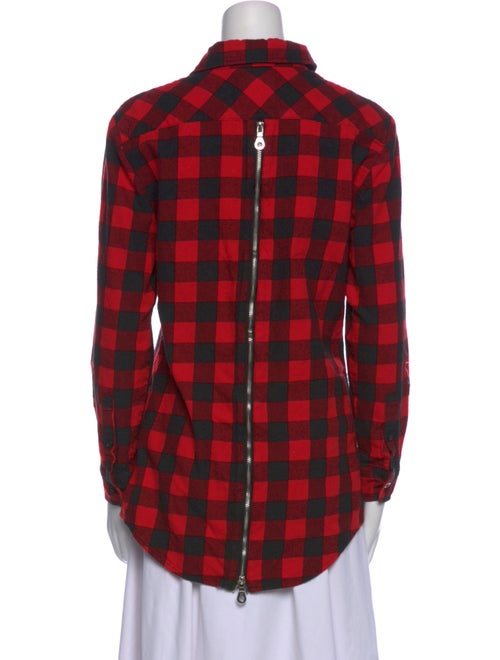 c2h4 Plaid Print Long Sleeve Button-Up Top