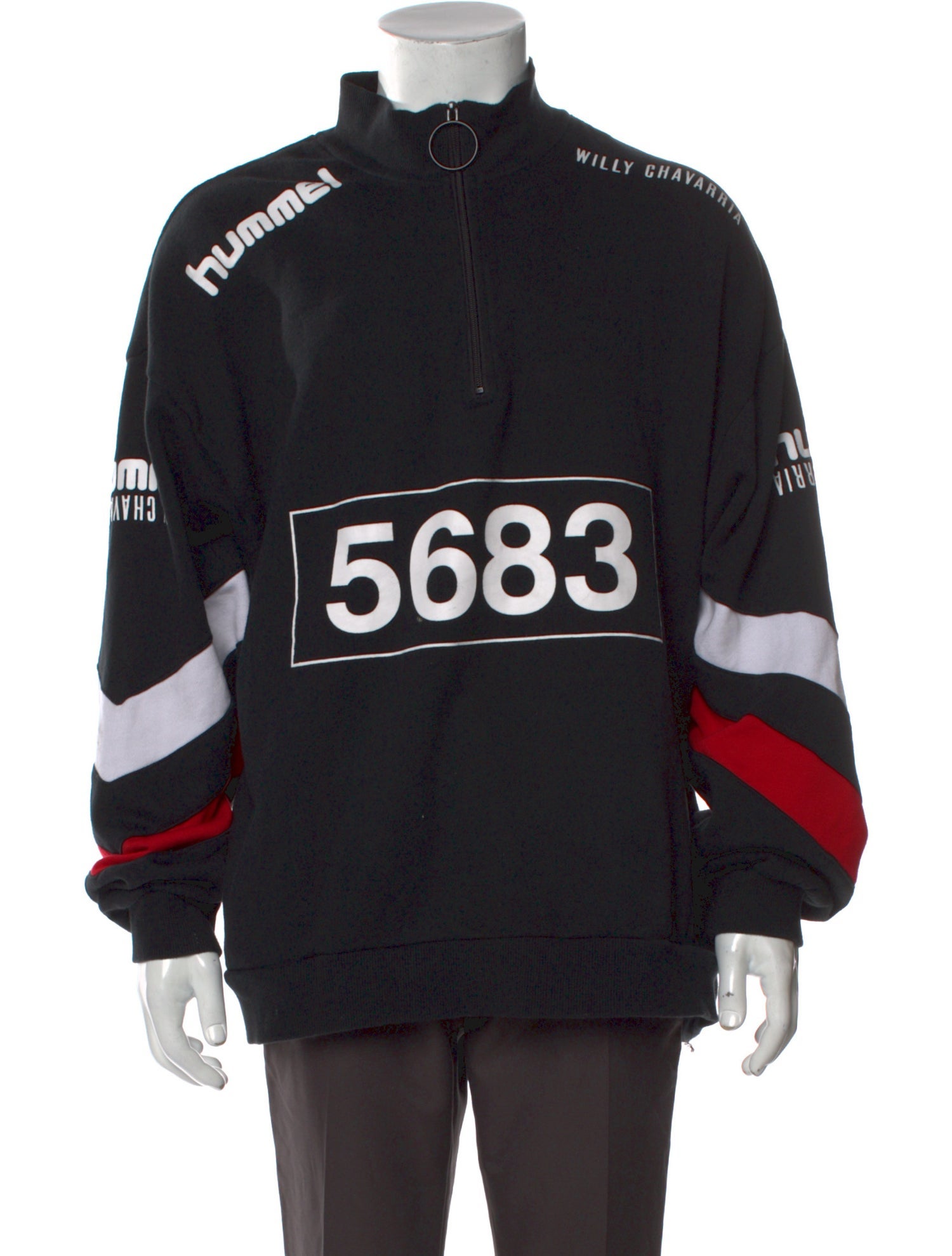 Willy Chavarria x Hummel Striped Mock Neck Sweatshirt