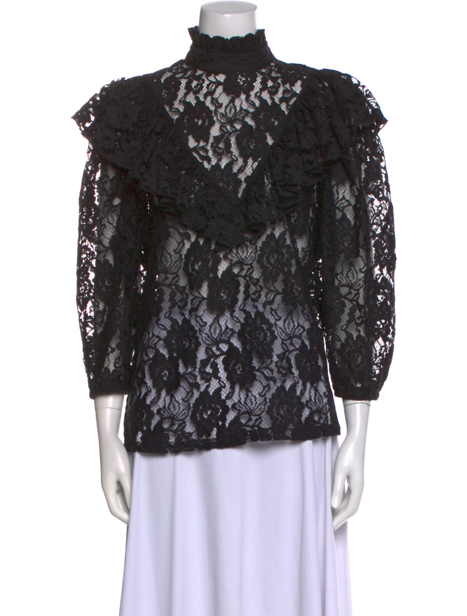 Horses Atelier Lace Pattern Turtleneck Blouse