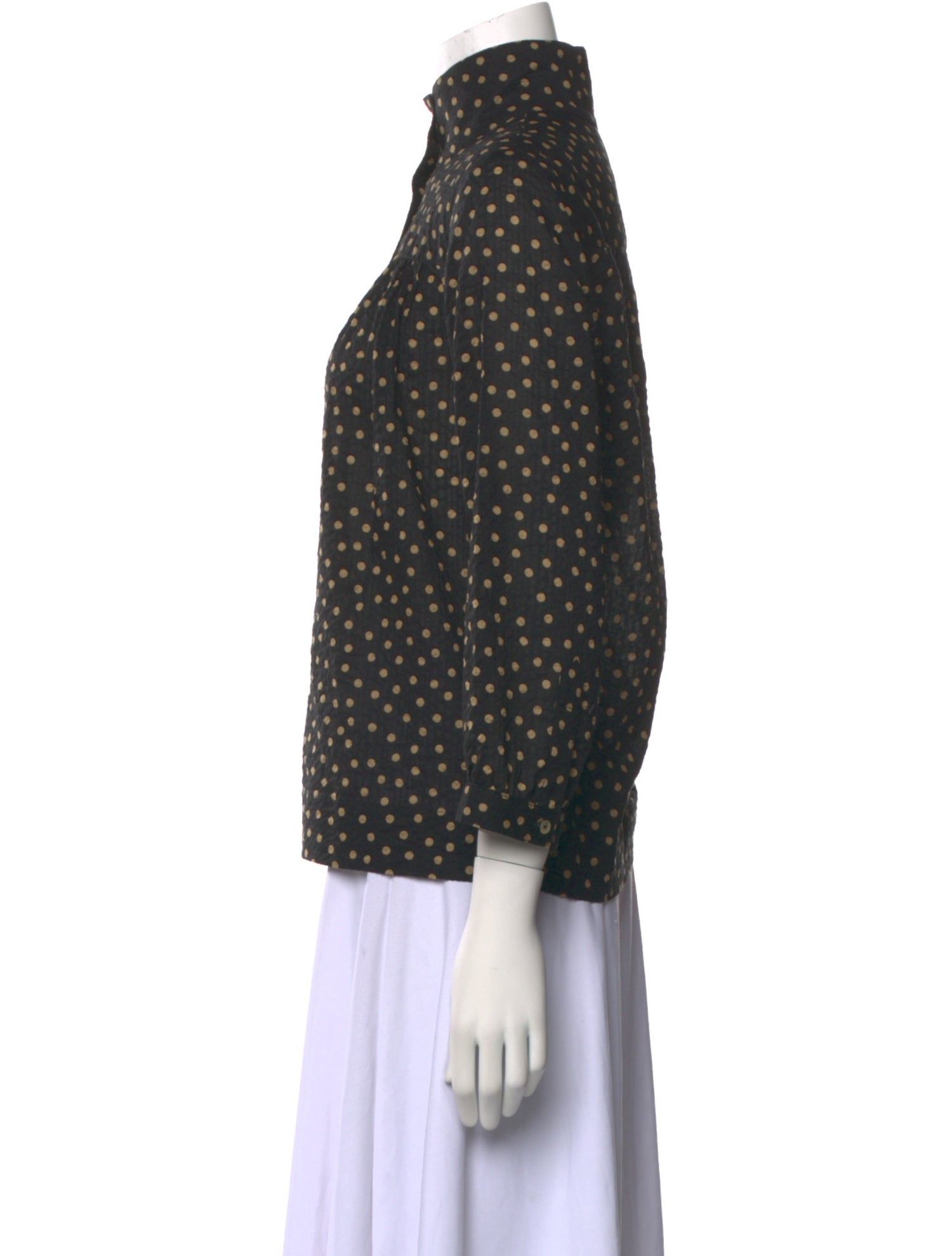 Horses Atelier Polka Dot Print Mock Neck Polo
