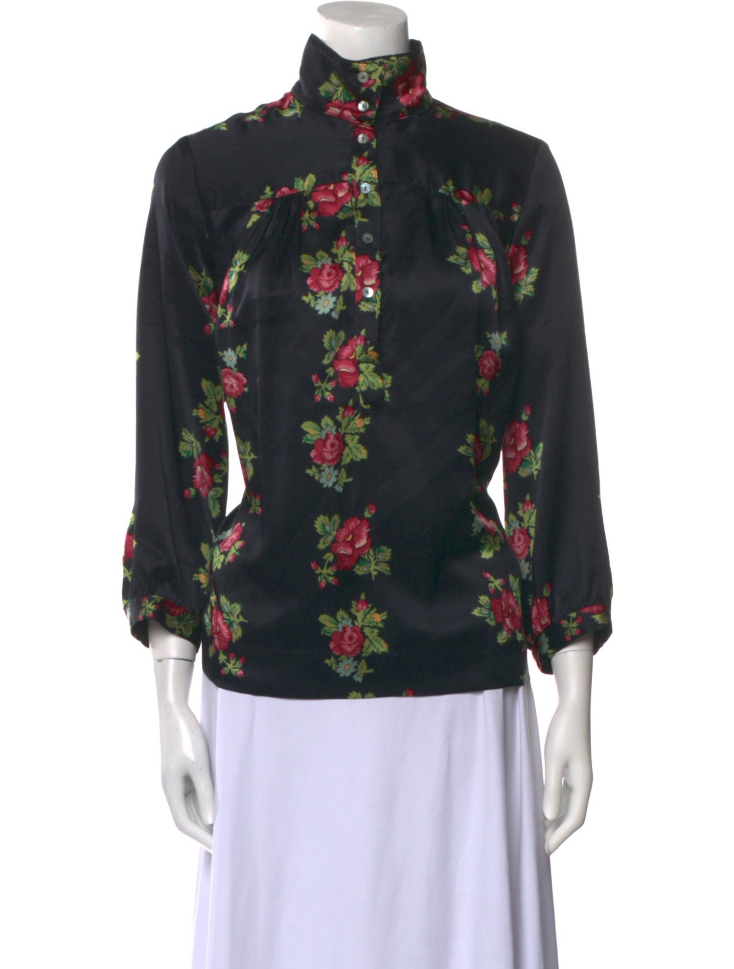 Horses Atelier Silk Floral Print Blouse