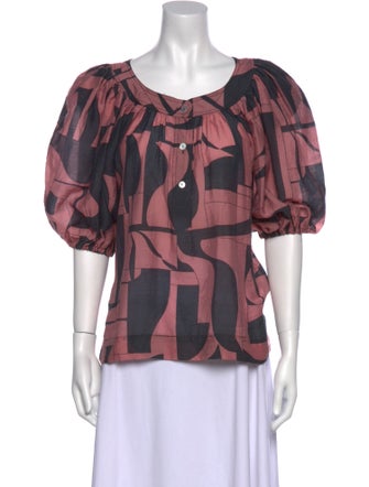 Horses Atelier Printed Scoop Neck Blouse