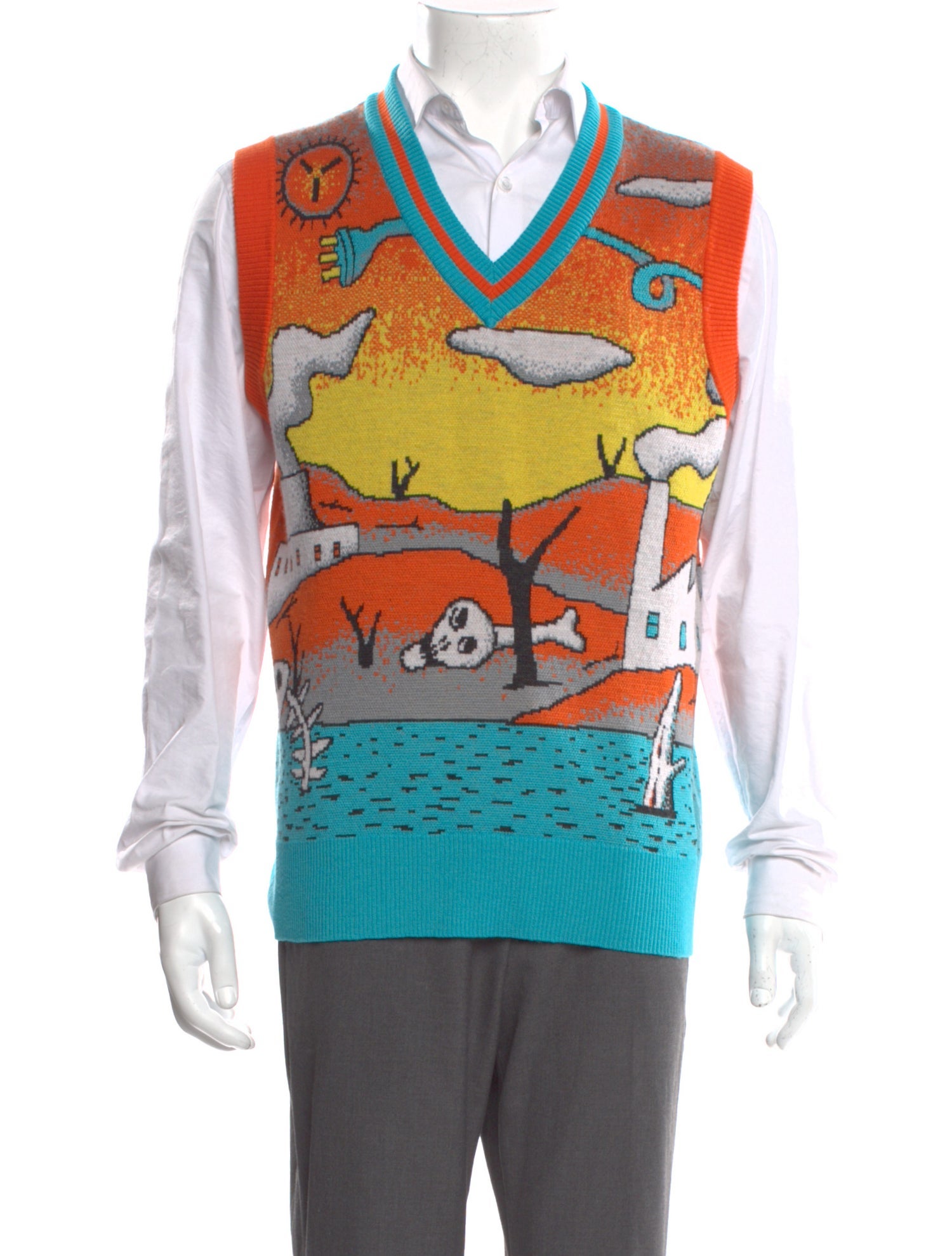 WAH-WAH Merino Wool Printed Sweater Vest