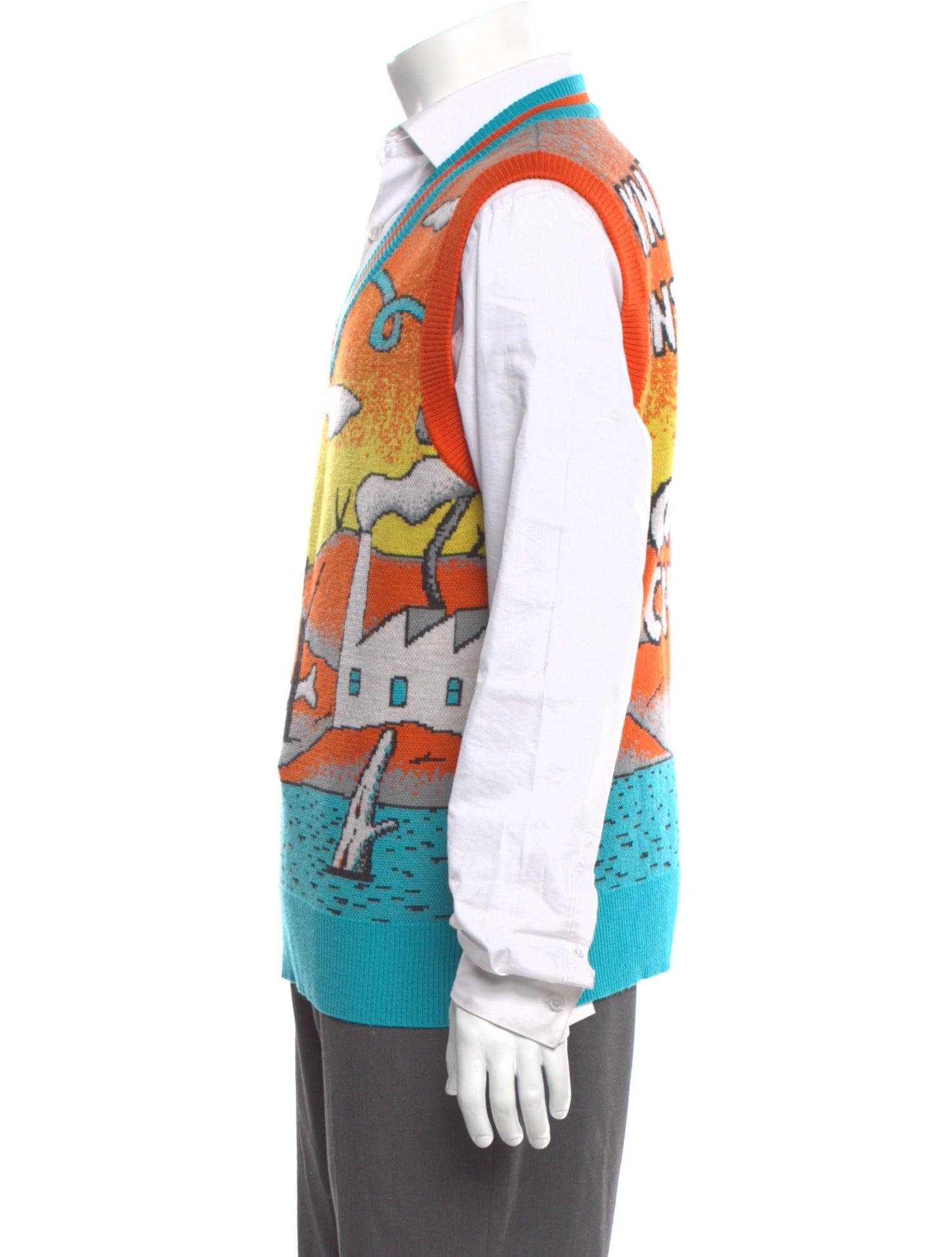 WAH-WAH Merino Wool Printed Sweater Vest