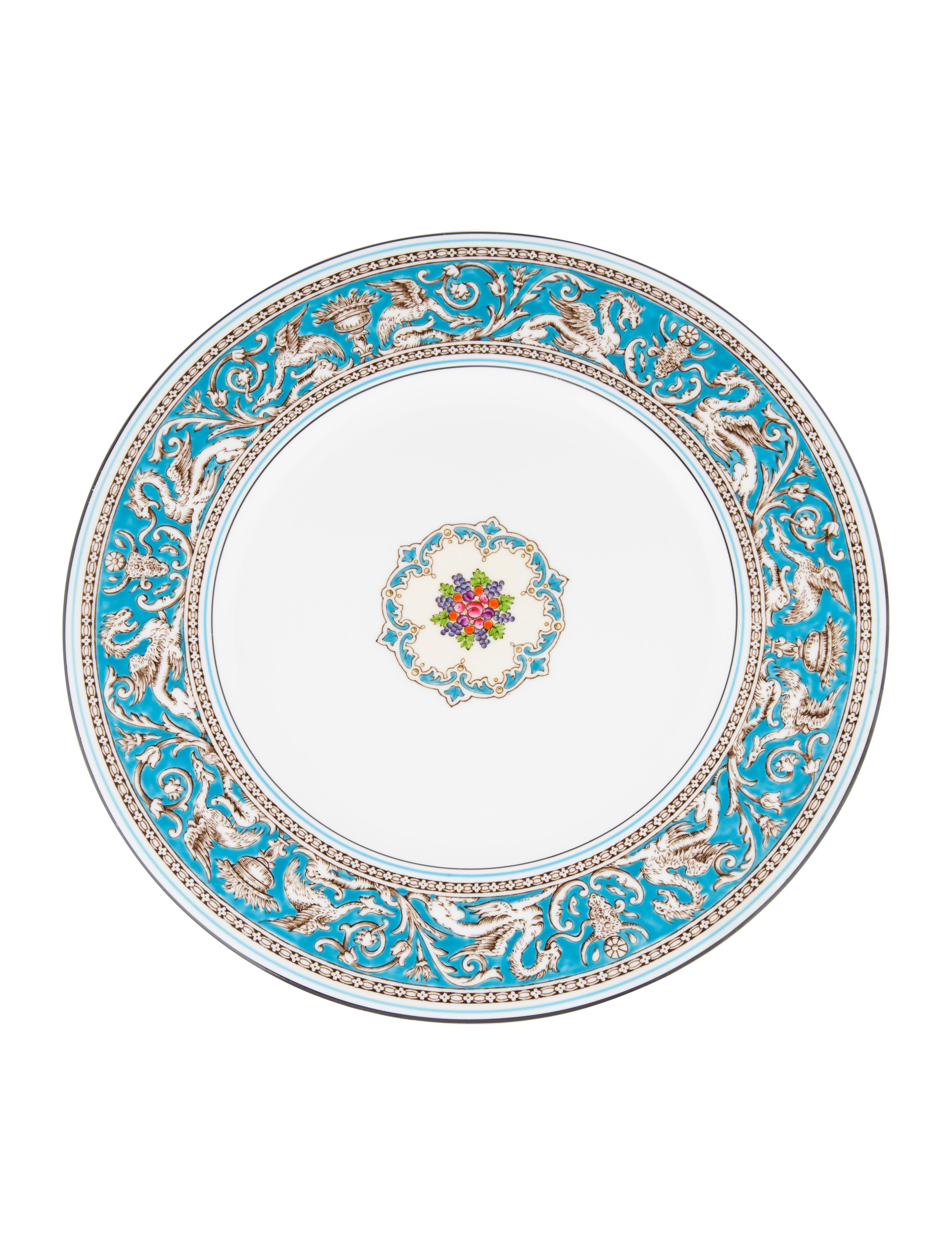 Wedgwood Florentine Bone China Plates Blue Dinnerware & Flatware