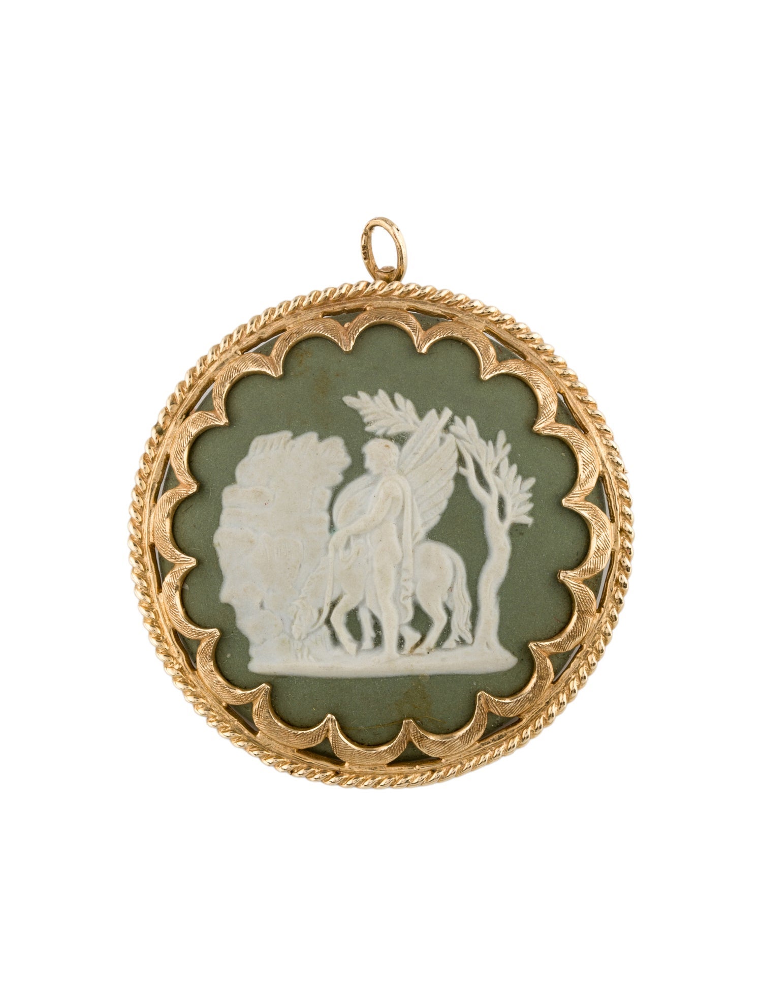 Wedgwood 14K Jasperware Cameo Brooch Pendant