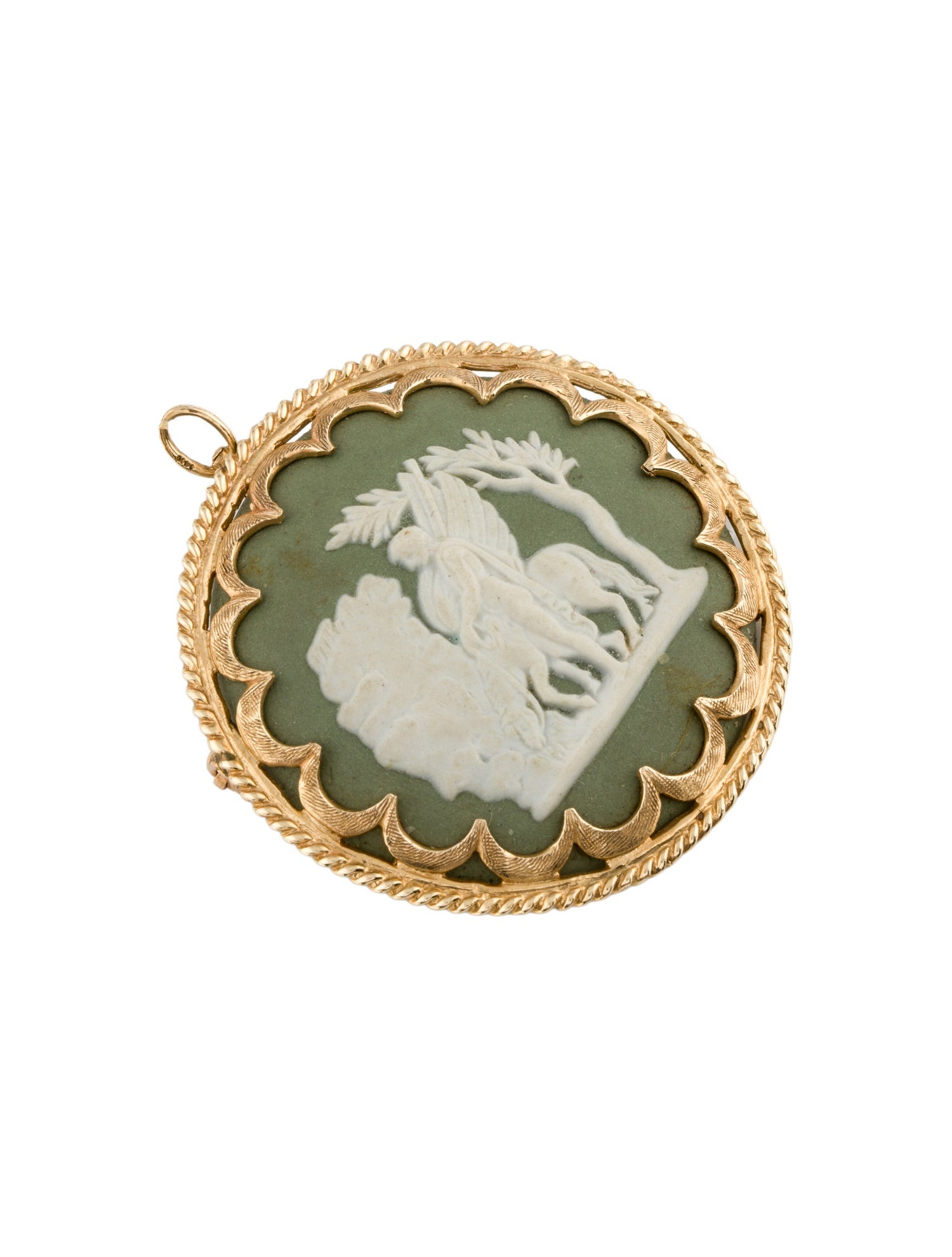 Wedgwood 14K Jasperware Cameo Brooch Pendant