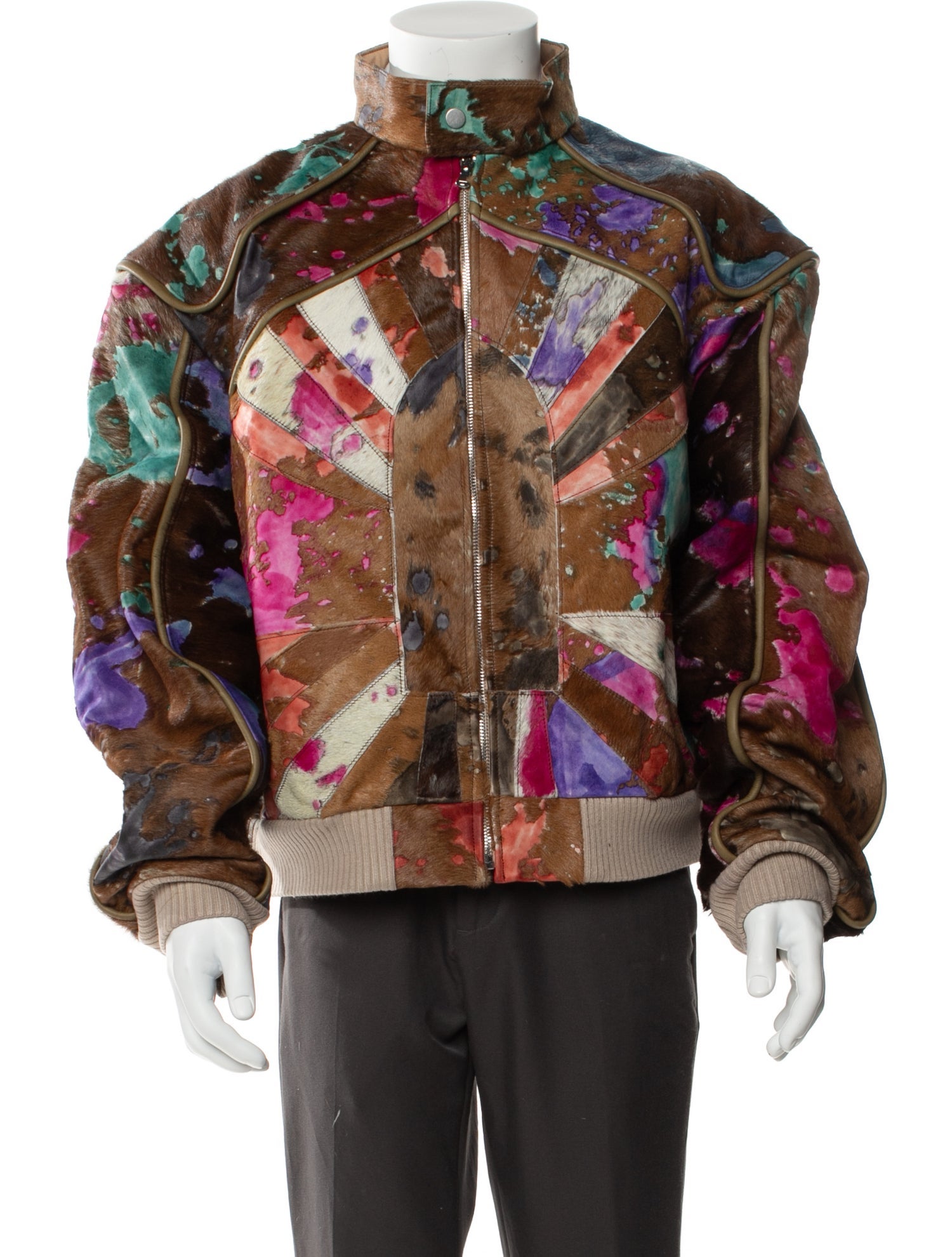 Who Decides War Leather Graphic Print Moto Jacket