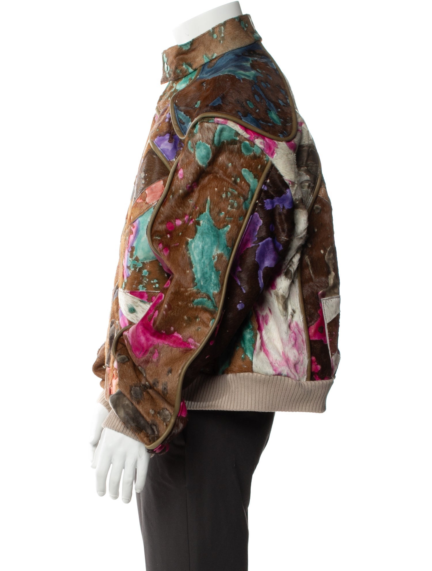 Who Decides War Leather Graphic Print Moto Jacket