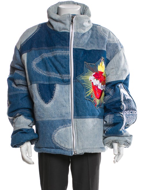 Who Decides War Patterned Denim Jacket