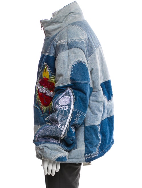 Who Decides War Patterned Denim Jacket