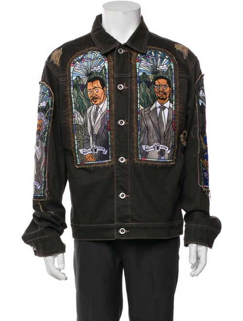 Who Decides War Graphic Print Trucker Jacket